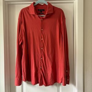 Cremieux Supima Cotton Button Down Polo Shirt Burnt Orange / Coral Size XL